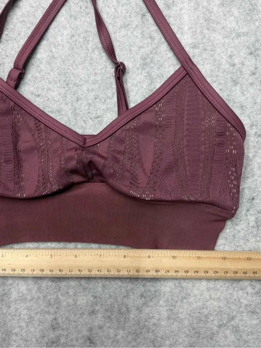 Alo Yoga Mesh Sports Bra Plum Cross Back Crop Top XS  Balletcore Coquette